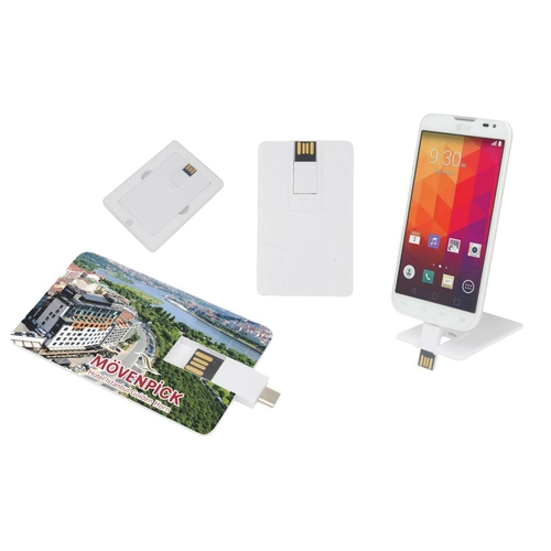 7238-16GB BEYAZ 16 GB OTG Özellikli Kartvizit USB Bellek