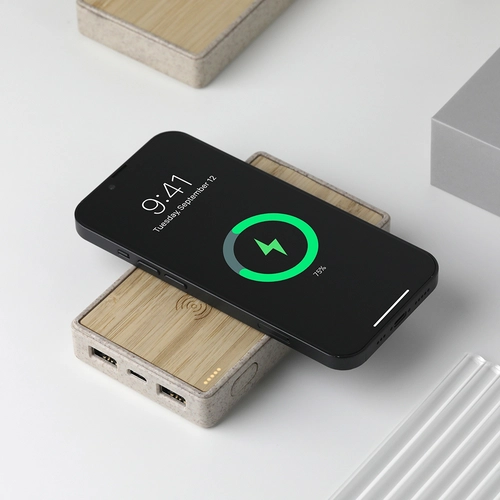 7466 BAMBU Powerbank 10000 mAh Bambu Wireless Mobil Şarj Cihazı