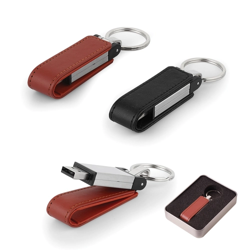 7282-16GB TABA 16 GB Deri Metal Anahtarlık USB Bellek
