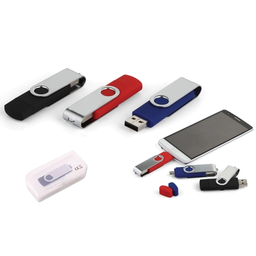 7243-64GB SİYAH 64 GB Döner Kapaklı USB Bellek (OTG Özellikli)