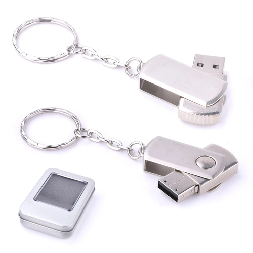 7263-32GB GÜMÜŞ 32 GB Döner Kapaklı Metal Anahtarlık USB Bellek