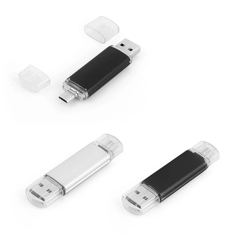 7245-16GB SİYAH 16 GB  OTG Özellikli Metal USB Bellek
